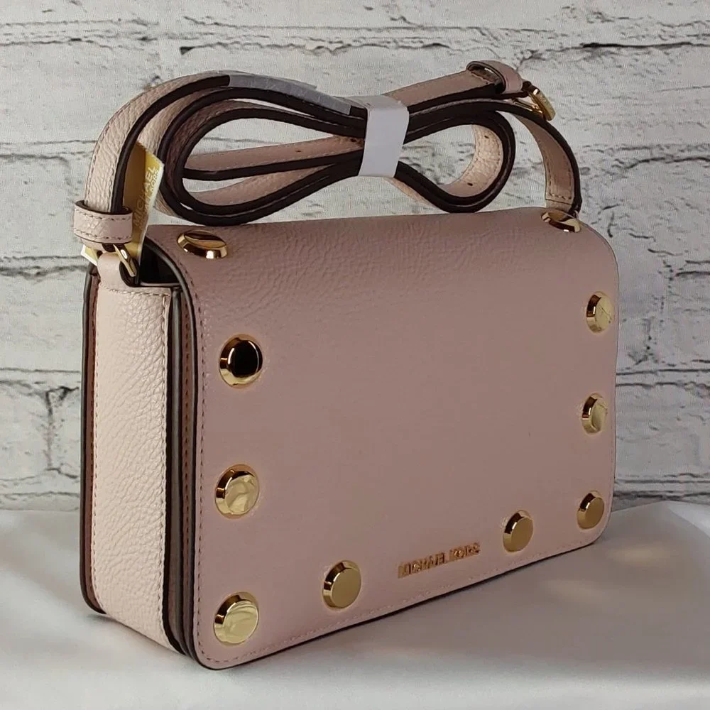 'MICHAEL KORS' 'HOLLY' LEATHER STUDDED CROSSBODY BAGw/MK DUST BAG 2-PIECE SET - Picture 2 of 16